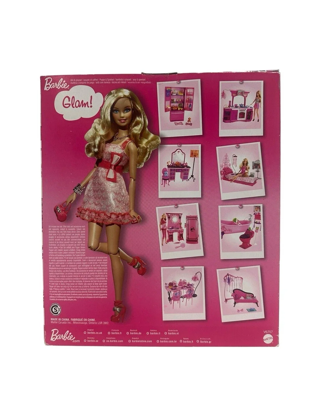 Barbie Doll Glam with Sofa / Couch and Accessories for Doll House Sealed New